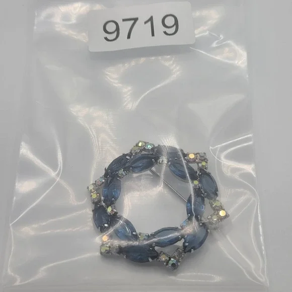 Vintage‎ Rhinestone Brooch Blue AB Open Back